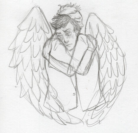 Sketch of Crowly and Aziraphale from Good Omens